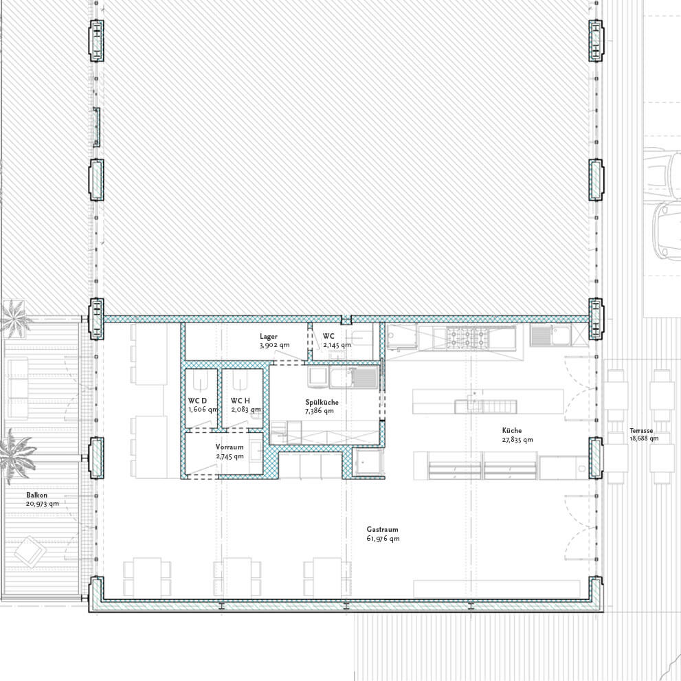 Grundriss Gastrofläche, Vermietung Eberhard Horn Real Estate